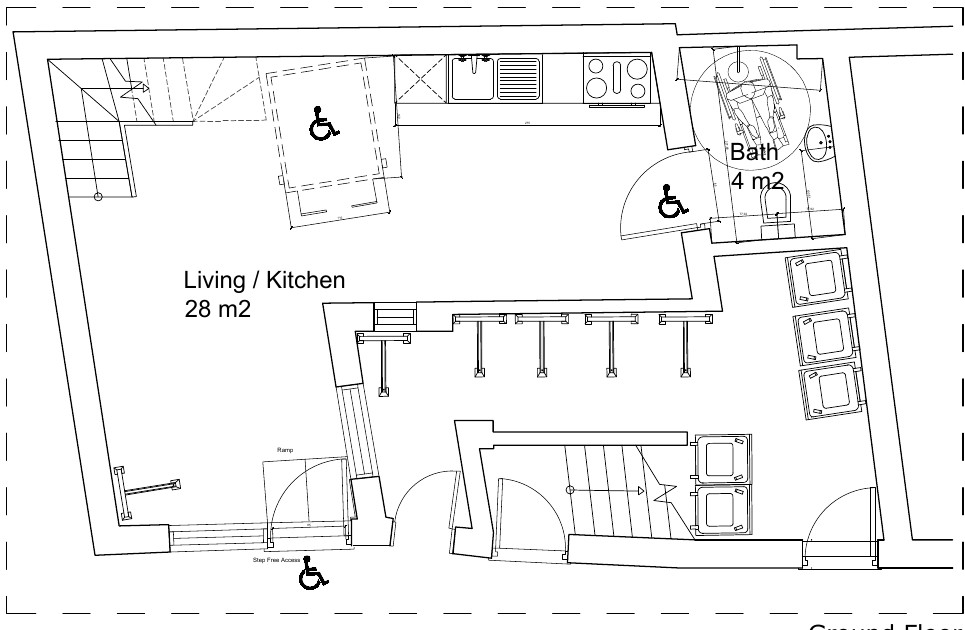 Liongate ground floor access and circulation drawing for Vartry Road