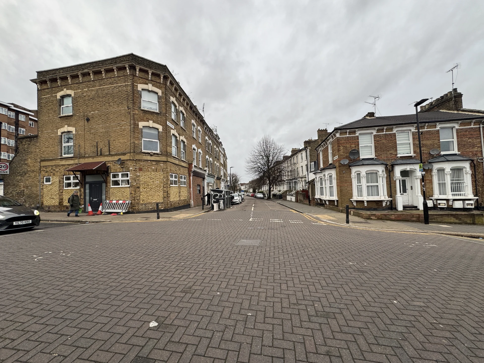 Street survey photograph showing the corner building and Vartry Road